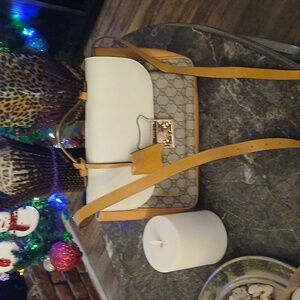 Gucci White and Tan Shoulder Bag